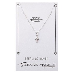 Necklace-Tiny Silver Cross...