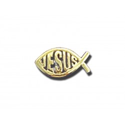 Lapel Pin-Jesus/Fish-Gold...